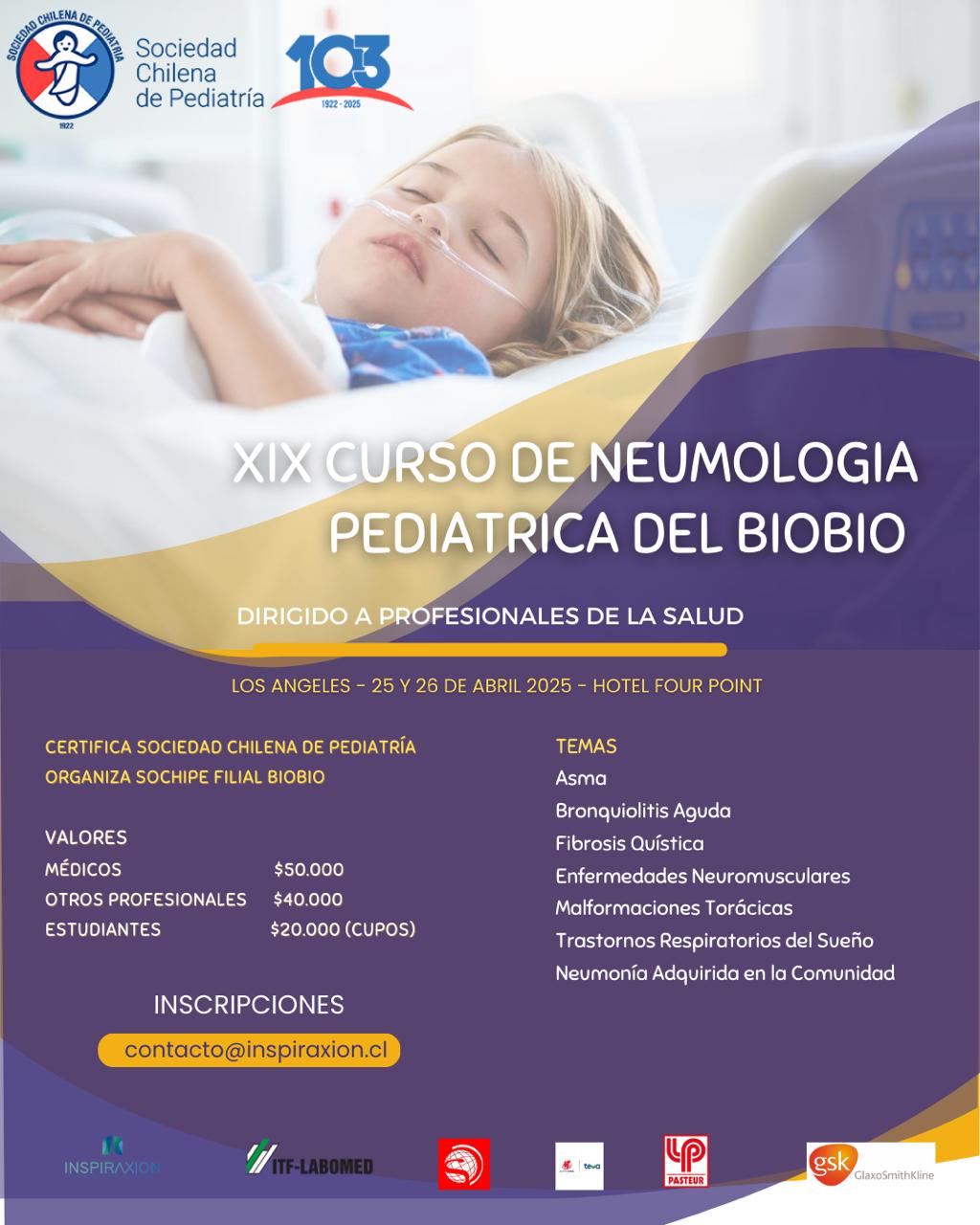 Afiche XIX Curso de Neumolog&iacute;a Pedi&aacute;trica del Biob&iacute;o